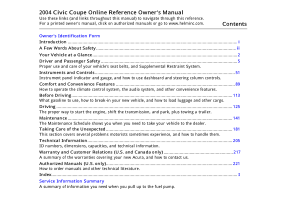 2004 Honda Civic Coupe Owners Manual 4-door